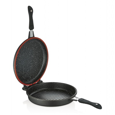 32 cm. Yuvarlak Granit Double Grillpan